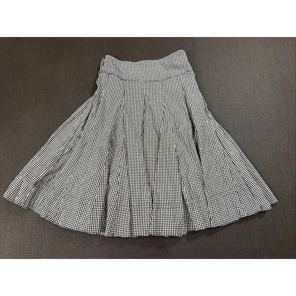 Debbie Shuchat Skirt Womens 6 Black White Pleated Lined Side‎ Zip Career Preppy